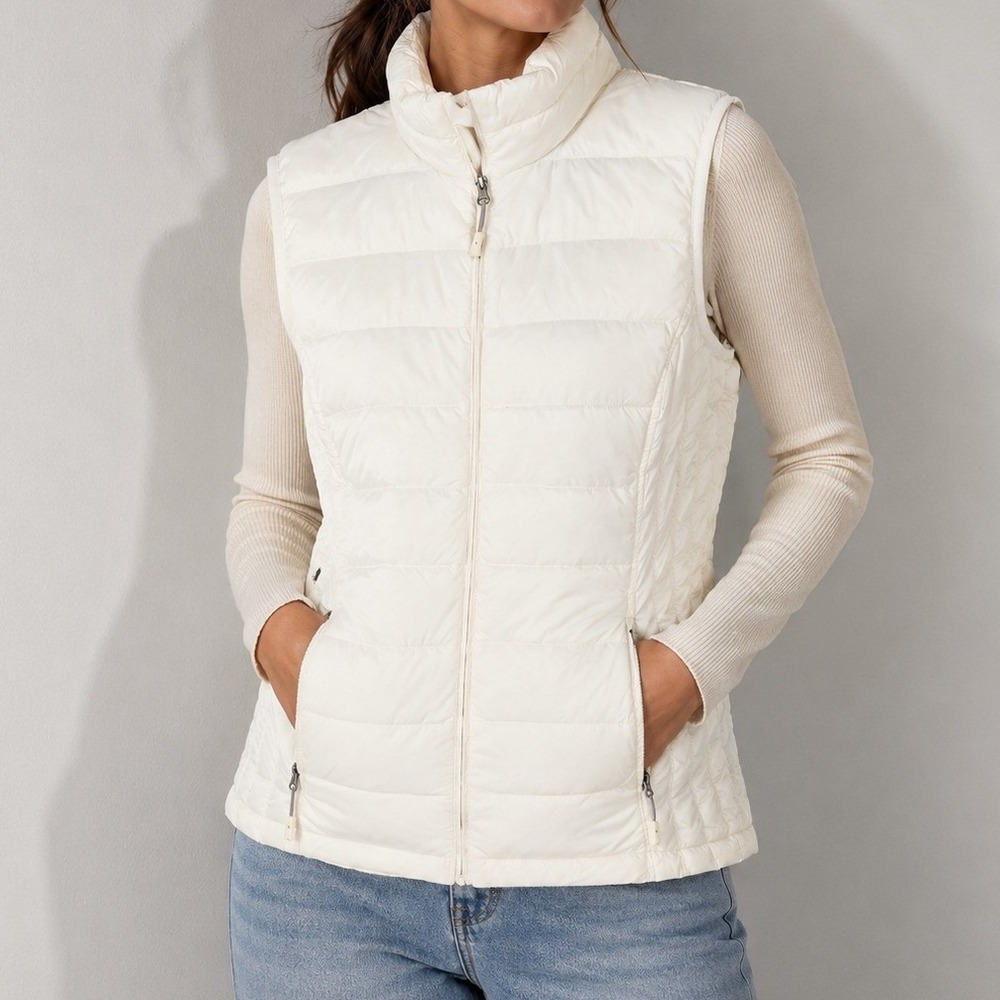 Heatkeep Feather‎ Down Cream Ivory Puffer Vest Size Medium
